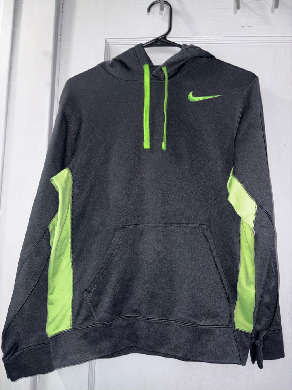 Nike Men’s Black Hoodie with Neon Green Accents